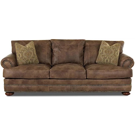 Casual Style Leather Sofa with Bun Feet